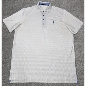 Greyson Golf Polo Men XL White Geo Performance Shirt Embroidered Golfer Logo